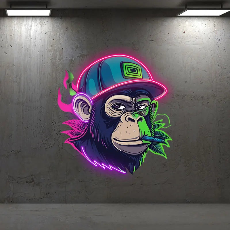 Monkey Smoking Ape Animal Neon Art LED neon sign product image