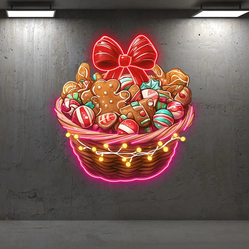 Christmas Gingerbread Men & Candy LED neon sign product image