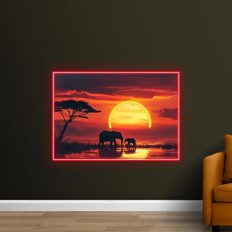 Toysign Elephant Sunset Neon Wall Art LED neon sign product image