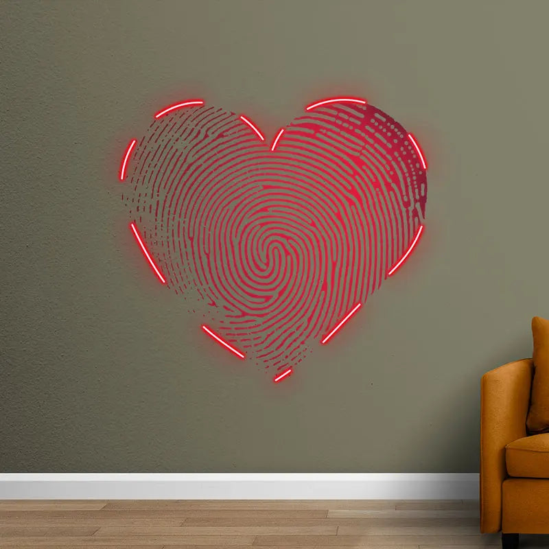Red Fingerprint Heart Creative Wall LED neon sign product image