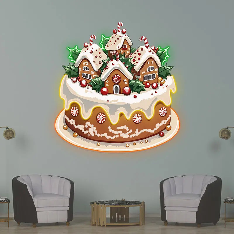 Christmas Little Houses Cake Creative LED neon sign product image