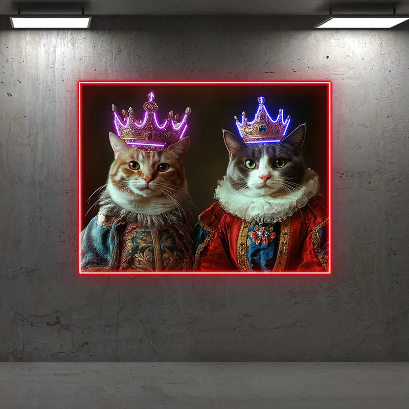 Cat King and Queen Wearing Purple LED neon sign product image