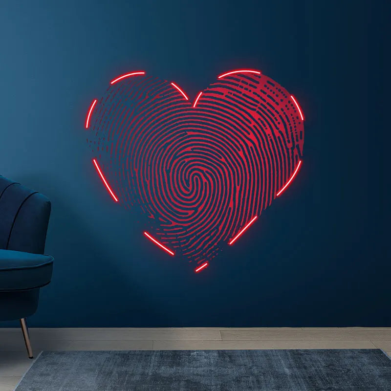Red Fingerprint Heart Creative Wall LED neon sign by NeonCS