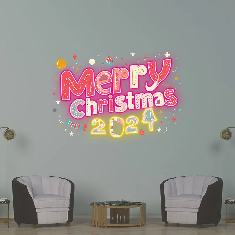 Merry Christmas 2024 Text Creative LED neon sign product image