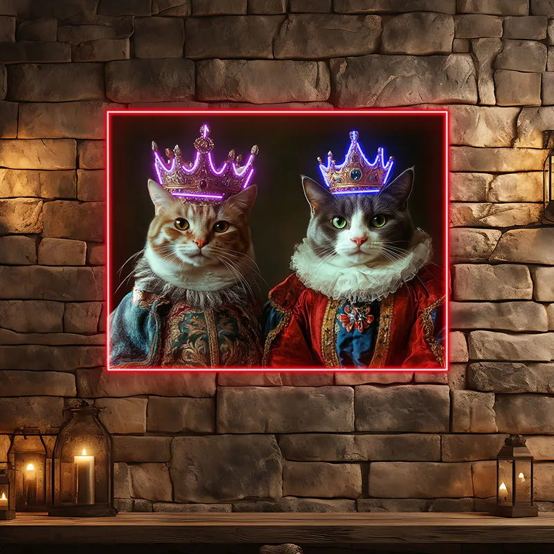 Cat King and Queen Wearing Purple LED neon sign product image