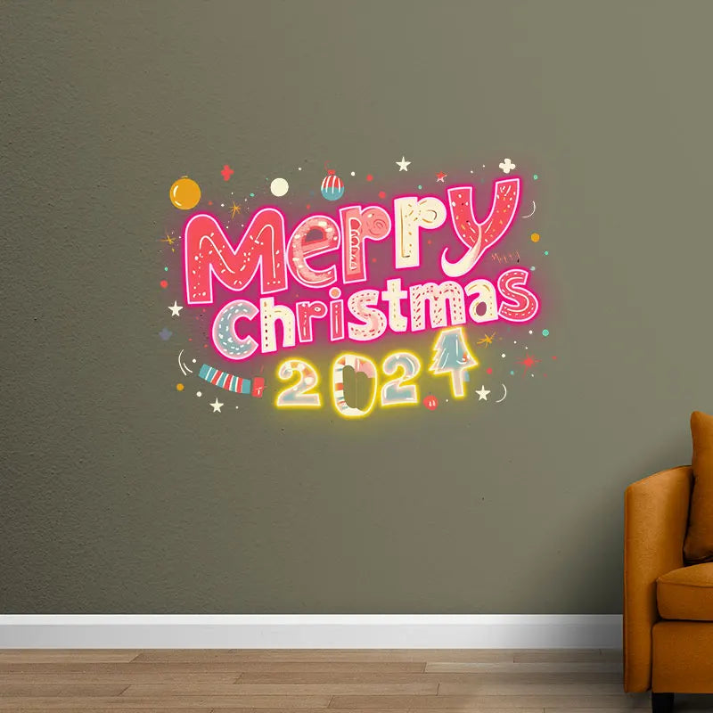 Merry Christmas 2024 Text Creative LED neon sign product image