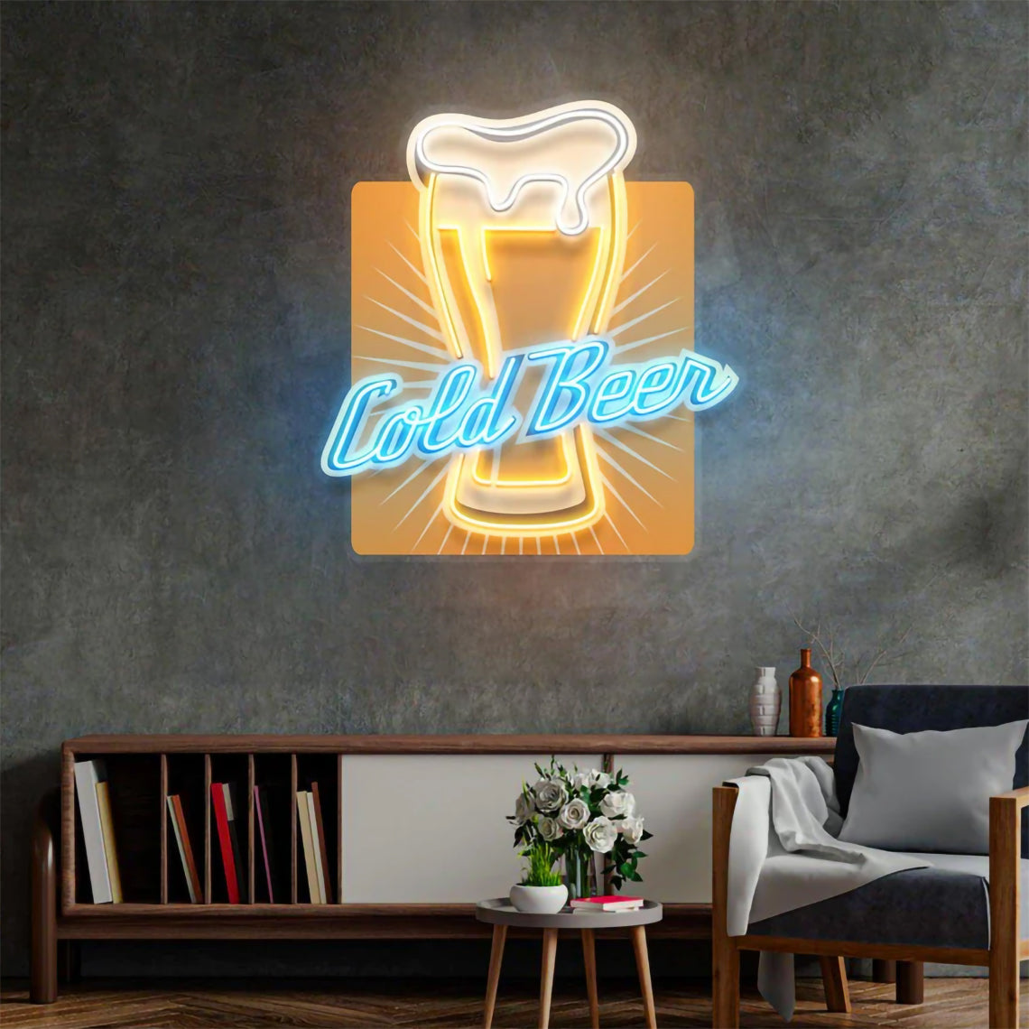 Cold Beer Uv Printed Beer Acrylic LED neon sign product image