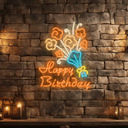 Neon Flower Bouquet "happy Birthday" LED neon sign product image