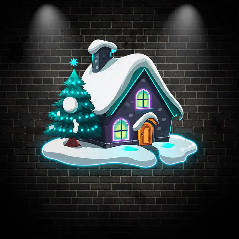 Christmas Cottage Snow Christmas Tree LED neon sign product image