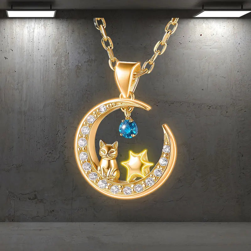 Charming Cat Star Moon Diamond LED neon sign product image