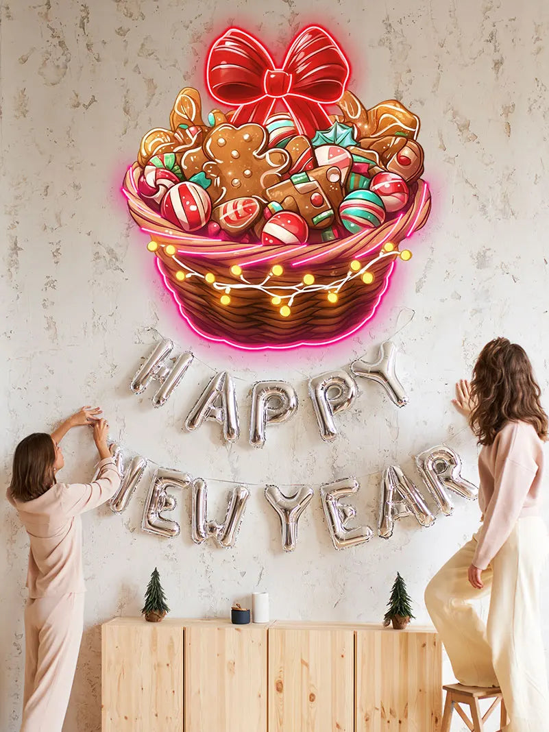 Christmas Gingerbread Men & Candy LED neon sign product image