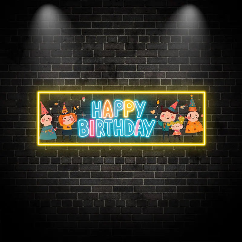 Colorful Happy Birthday Fun Cartoon LED neon sign product image