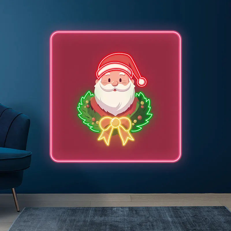 Santa Claus Neon Wreath Poster LED neon sign product image