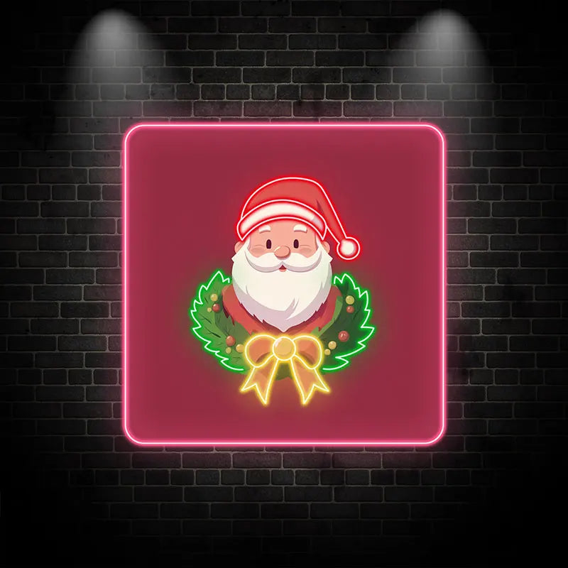 Santa Claus Neon Wreath Poster LED neon sign by NeonCS