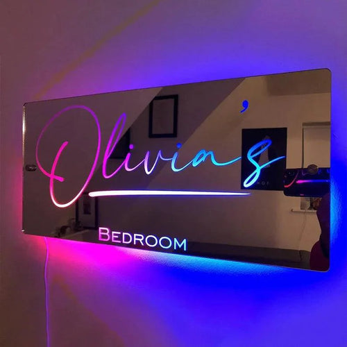 Acrylic Luminous Mirror Light Up Name LED neon sign product image