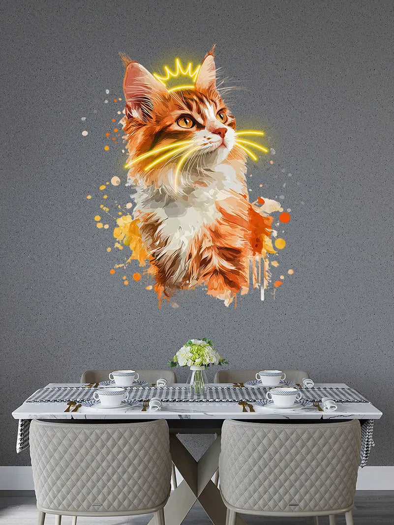 Cute Cat Wearing Crown Wall Hanging LED neon sign product image