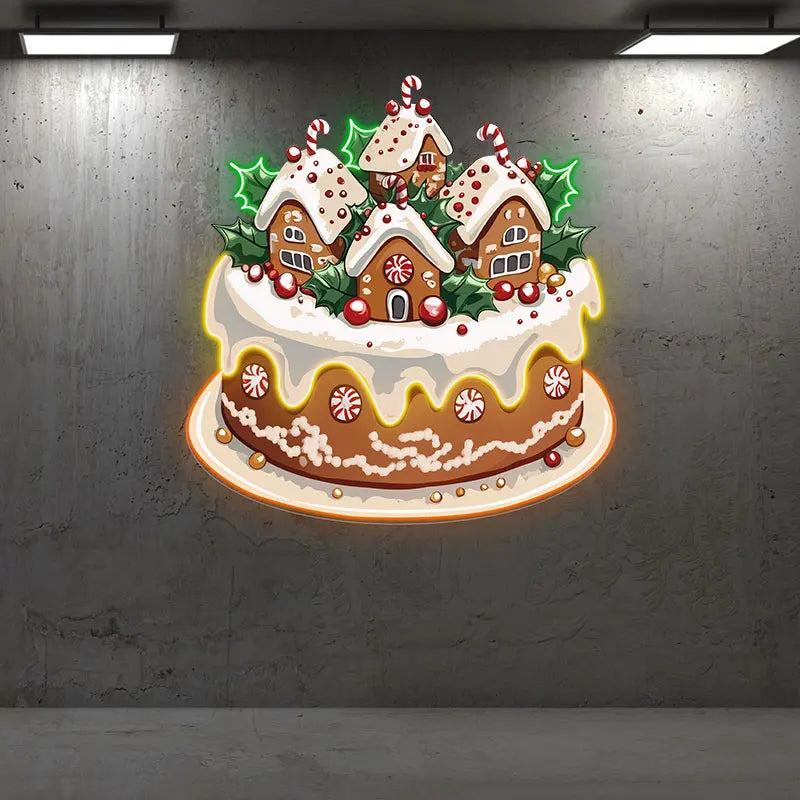 Christmas Little Houses Cake Creative LED neon sign product image
