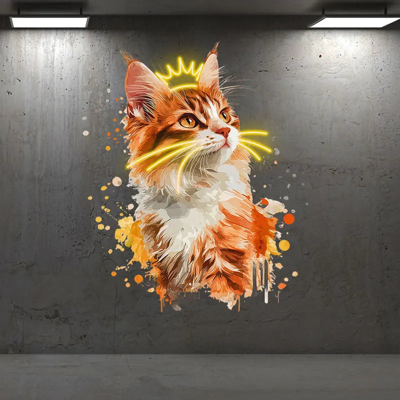Cute Cat Wearing Crown Wall Hanging LED neon sign product image
