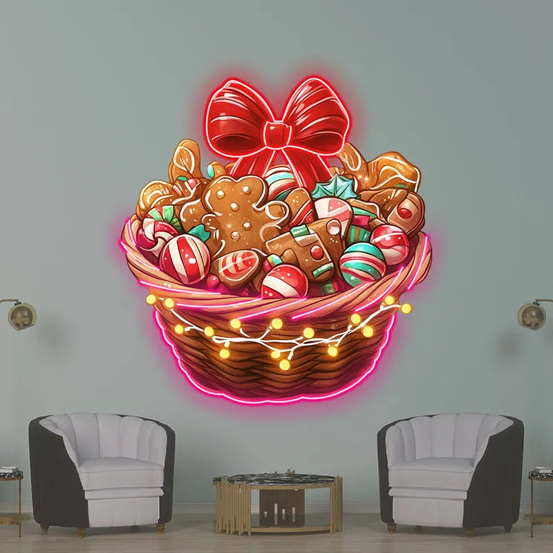 Christmas Gingerbread Men & Candy LED neon sign product image