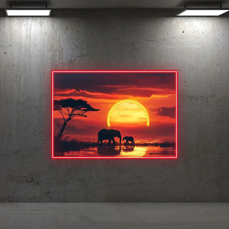 Toysign Elephant Sunset Neon Wall Art LED neon sign product image
