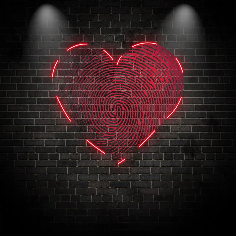 Red Fingerprint Heart Creative Wall LED neon sign product image