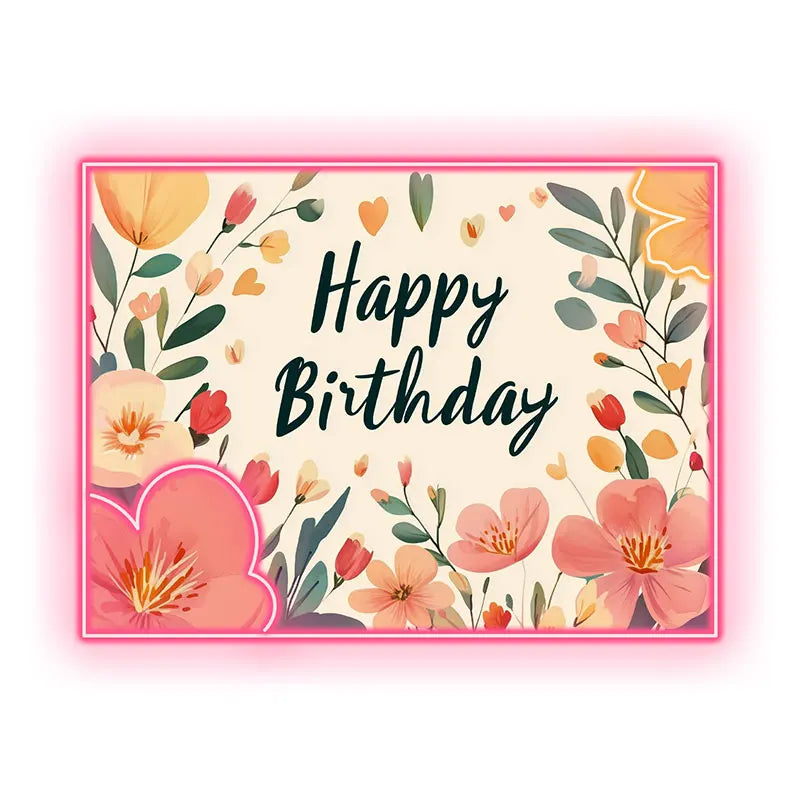 Floral Happy Birthday - Beautiful LED neon sign product image