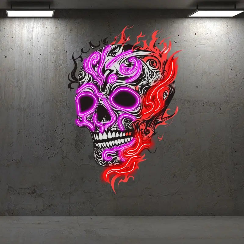 Skull with Weird Fire Creative Wall LED neon sign product image