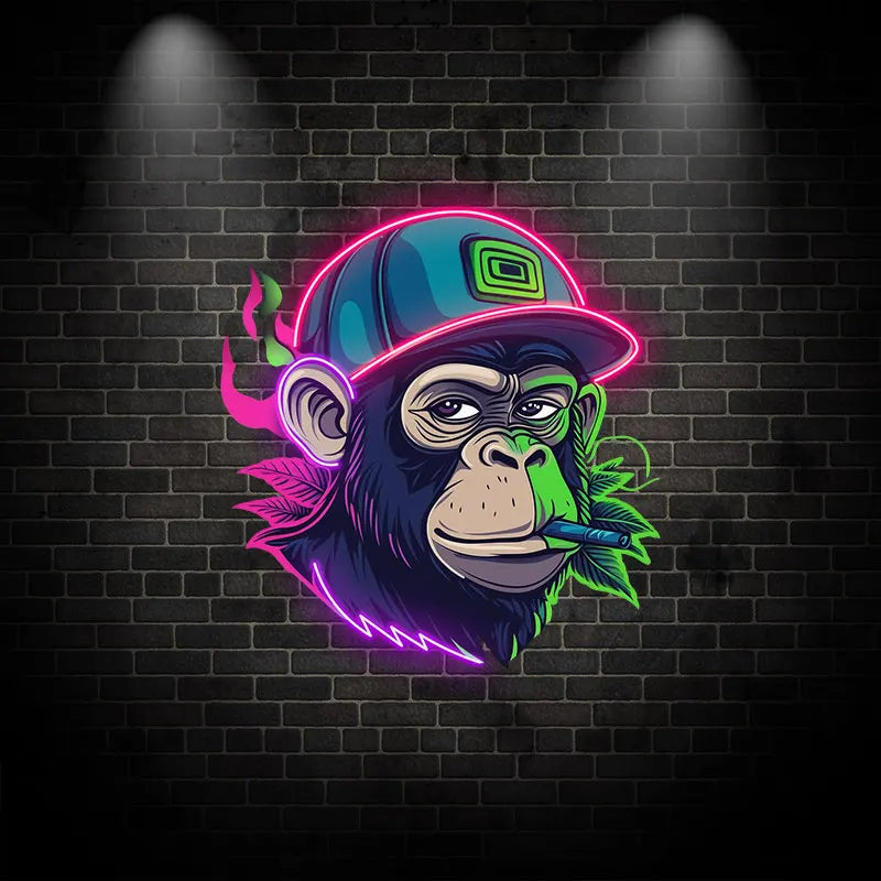 Monkey Smoking Ape Animal Neon Art LED neon sign by NeonCS