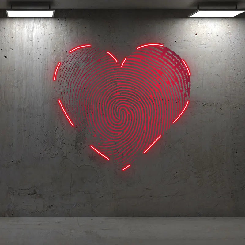Red Fingerprint Heart Creative Wall LED neon sign product image