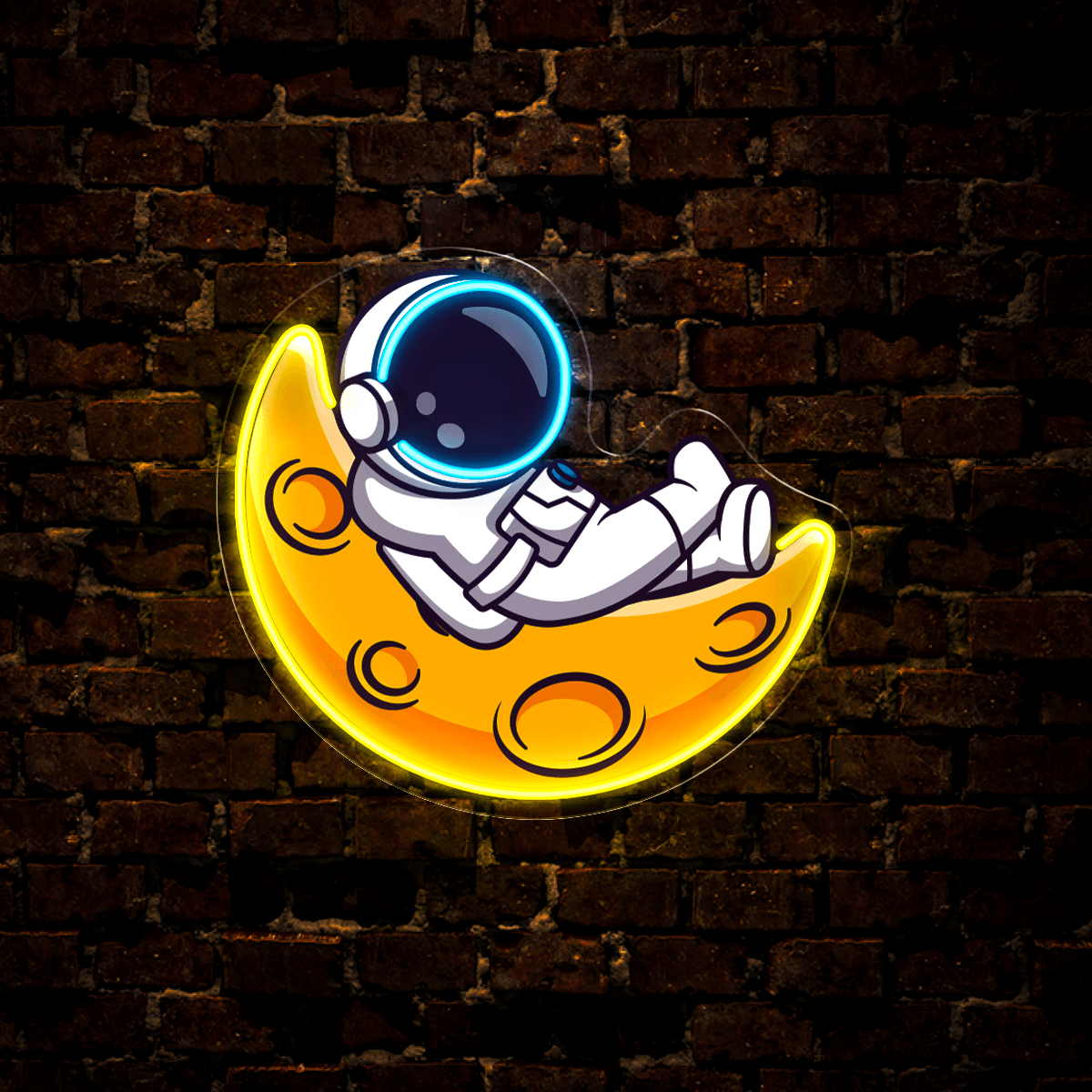 Cute Astronaut Lay on Moon Cartoon LED neon sign product image