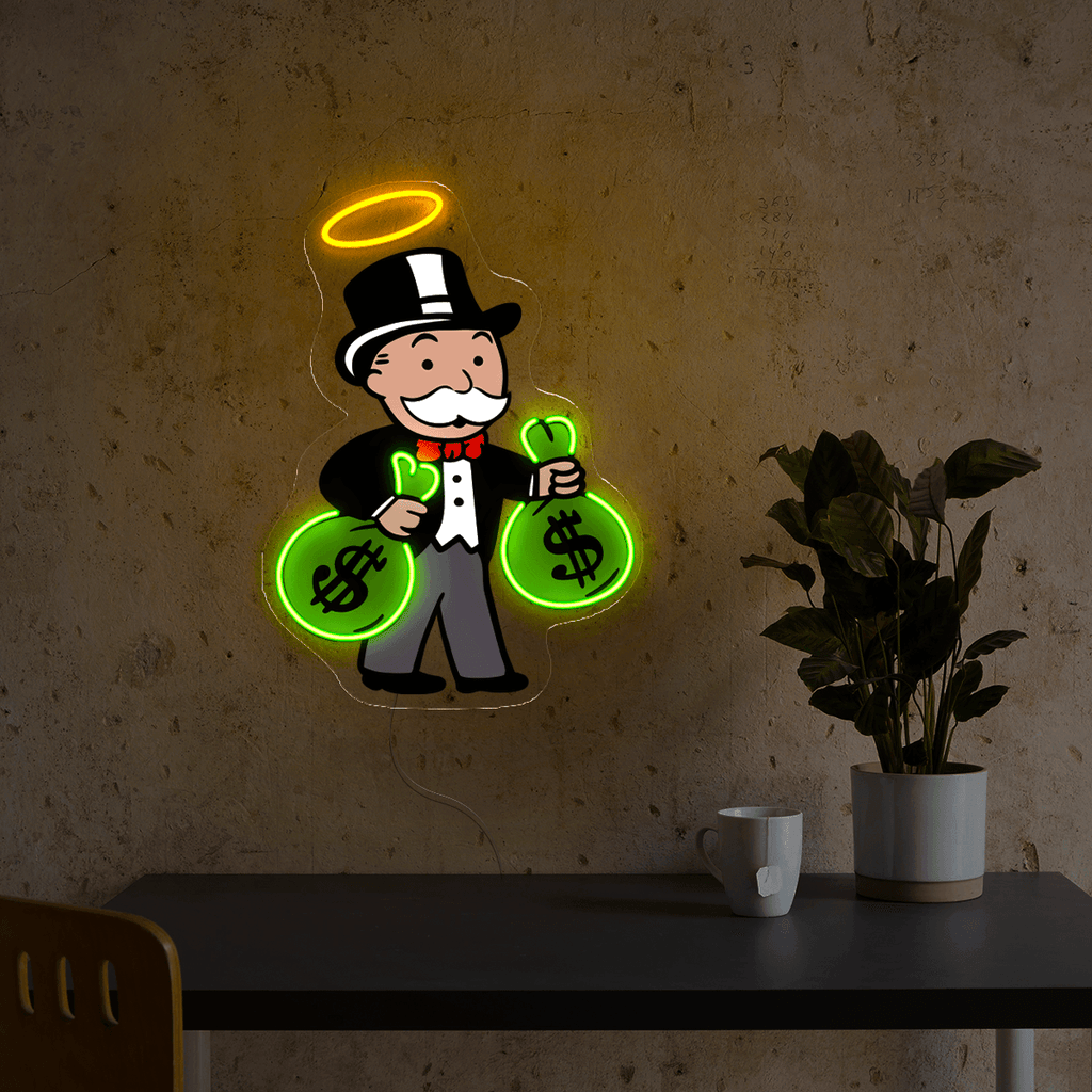 Monopoly Man Money Bag Artwork LED neon sign by NeonCS