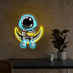 Cute Astronaut on the Moon Artwork LED neon sign product image