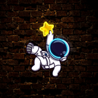Cute Astronaut Catching Star Artwork LED neon sign product image