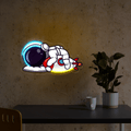 Cute Astronaut Sleeping with Rocket LED neon sign by NeonCS