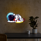 Cute Astronaut Sleeping with Rocket LED neon sign by NeonCS