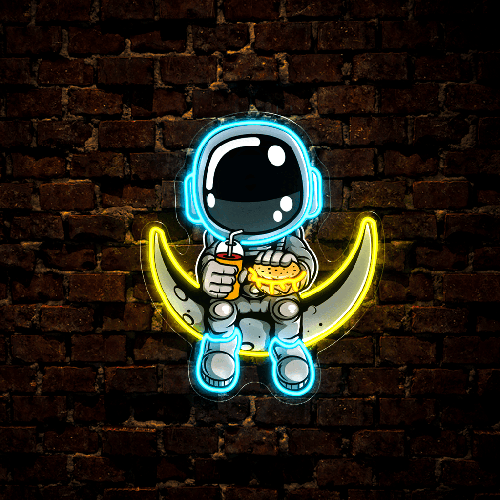 Cute Astronaut on the Moon Artwork LED neon sign product image