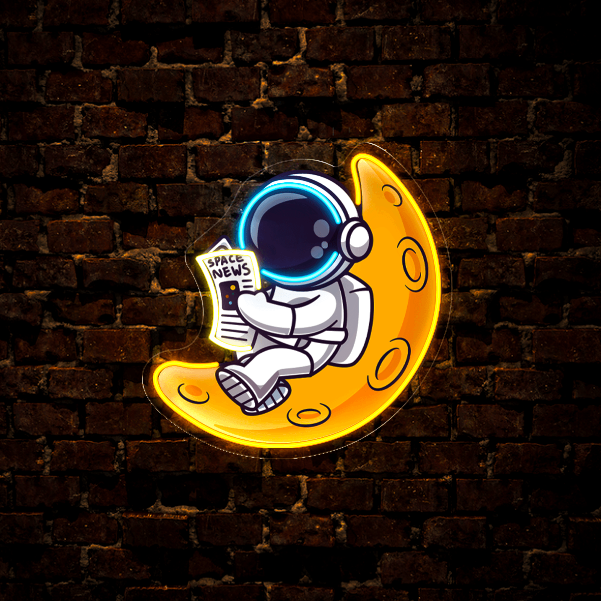 Cute Astronaut Reading Newspaper on LED neon sign by NeonCS