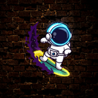 Cute Astronaut Surfing on Space Wave LED neon sign product image
