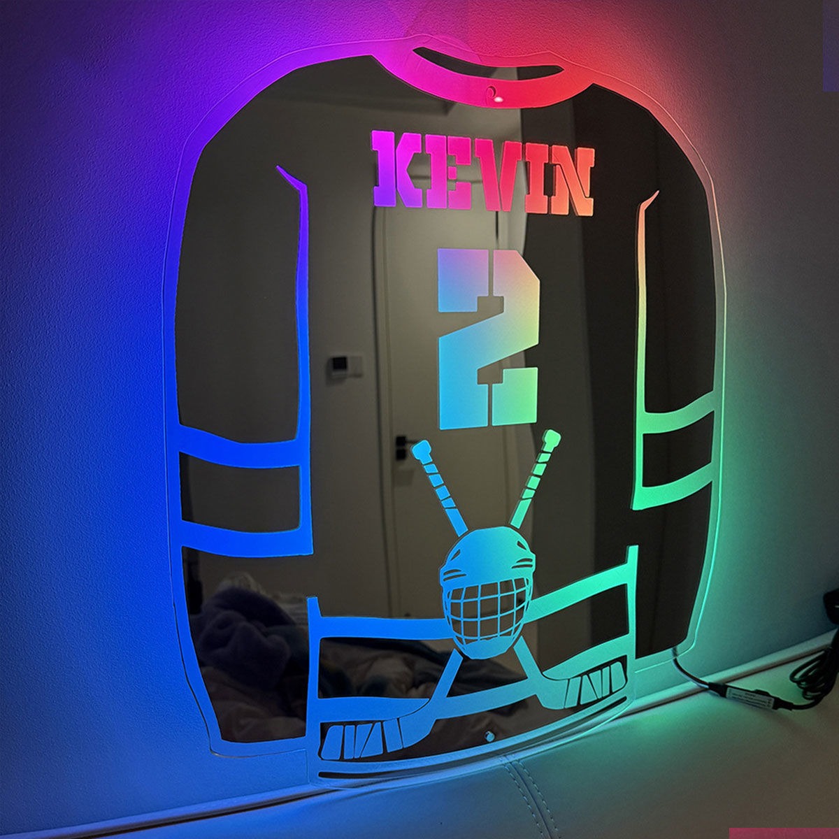Personalized Ice Hockey Jersey Mirror LED neon sign by NeonCS