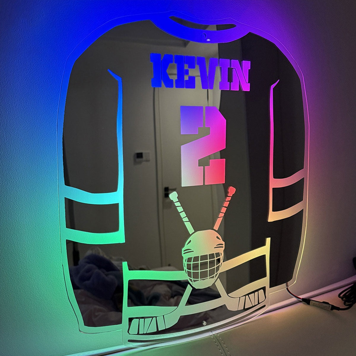 Personalized Ice Hockey Jersey Mirror LED neon sign product image