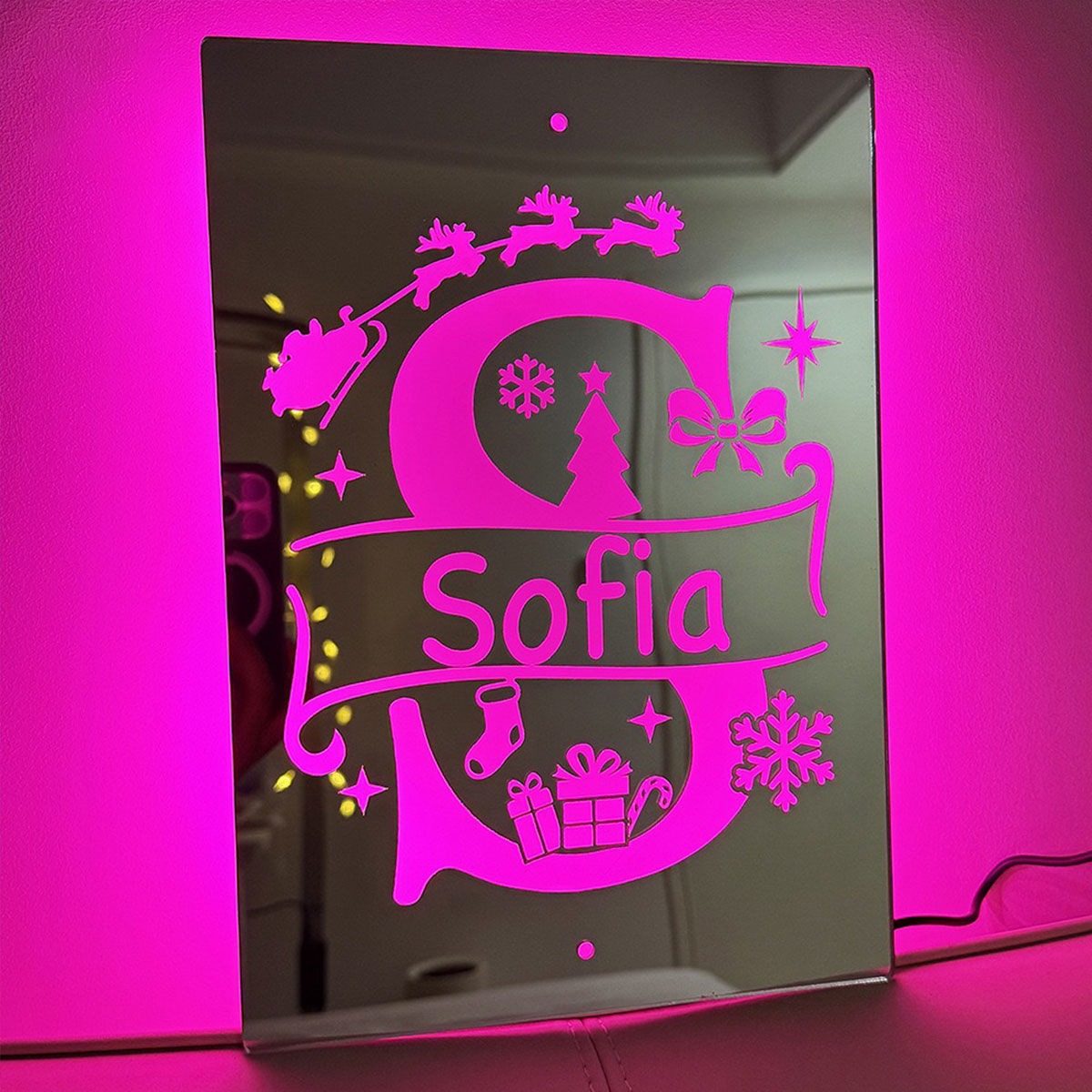 Personalized Name Mirror with LED neon sign product image