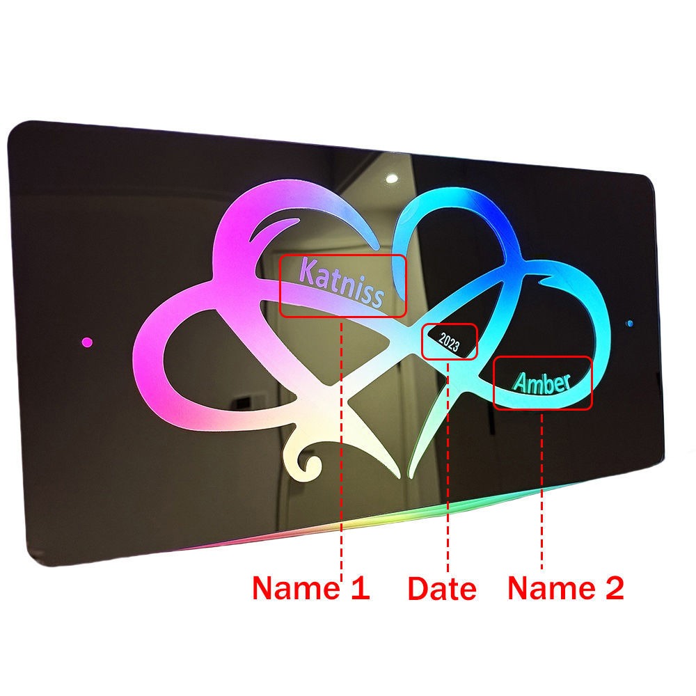 Personalized Couple Names Mirror Sign LED neon sign product image