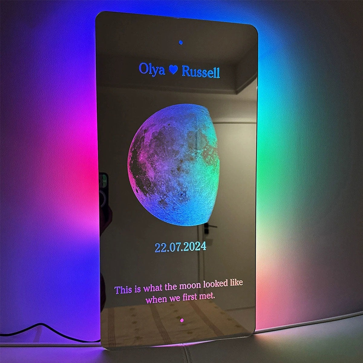 Personalized Moon Phase Mirror Sign LED neon sign product image