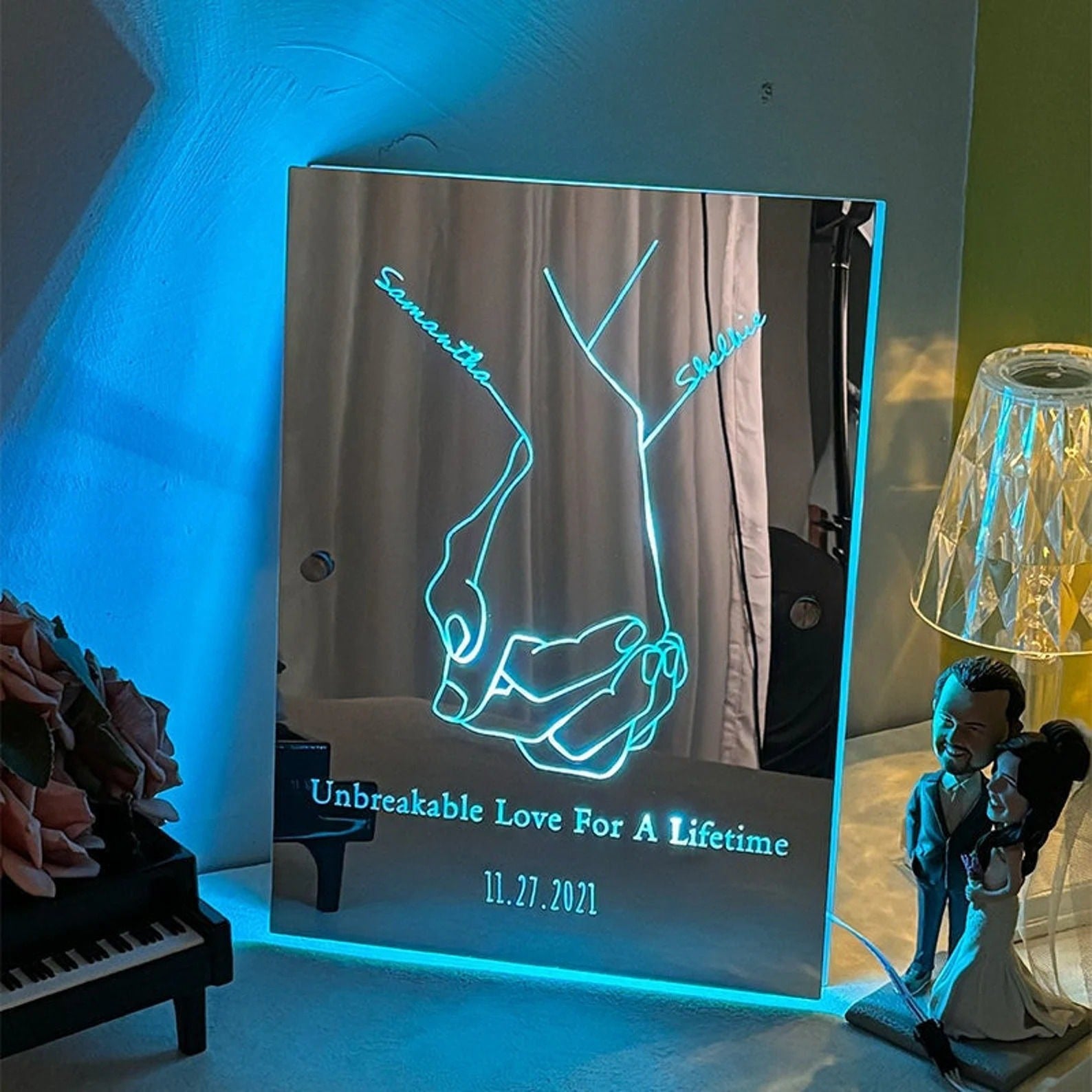 Personalized Holding Hands Mirror Sign LED neon sign product image