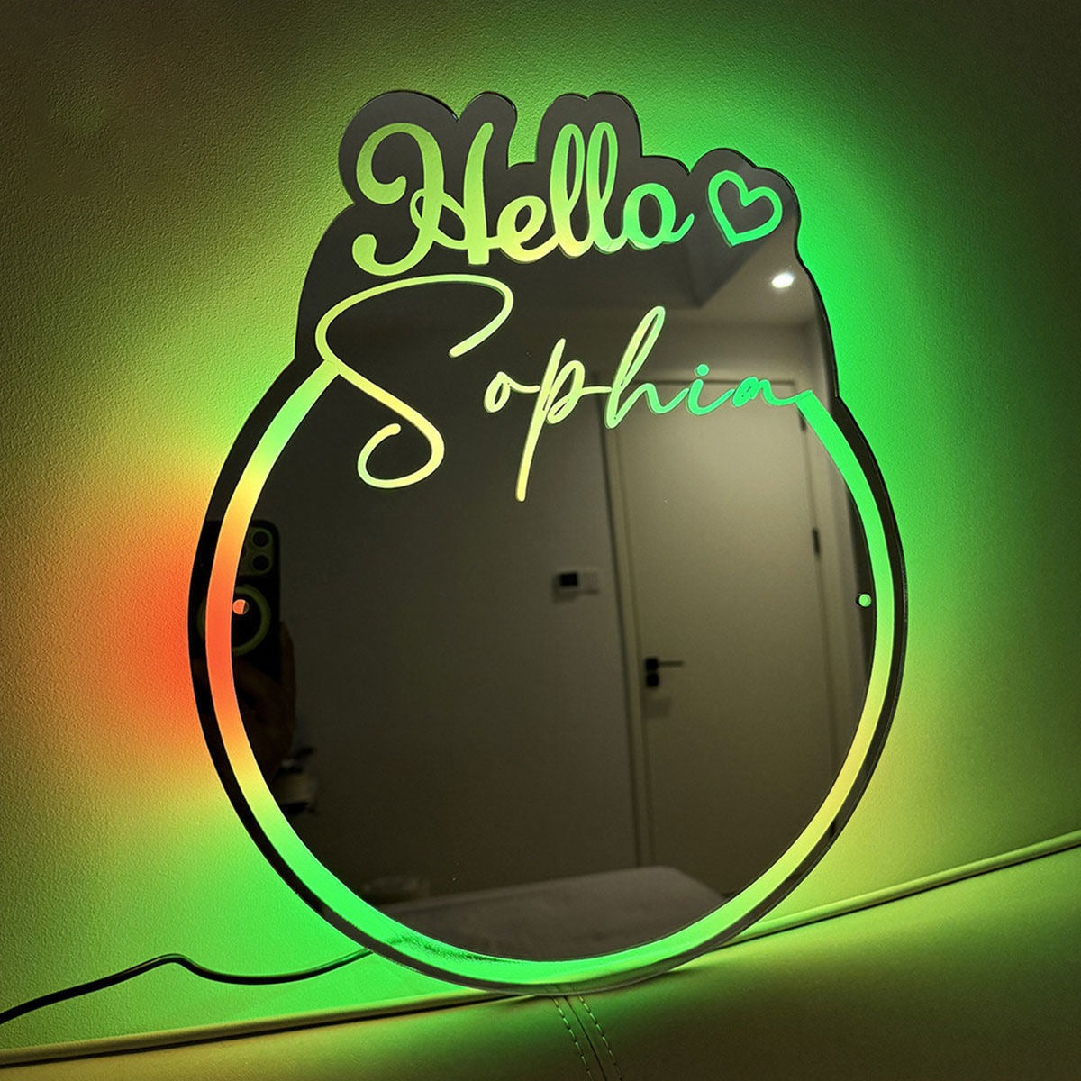Personalized Round Names Mirror Sign LED neon sign product image