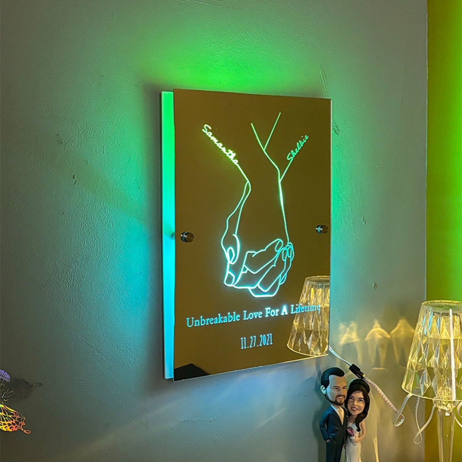 Personalized Holding Hands Mirror Sign LED neon sign product image