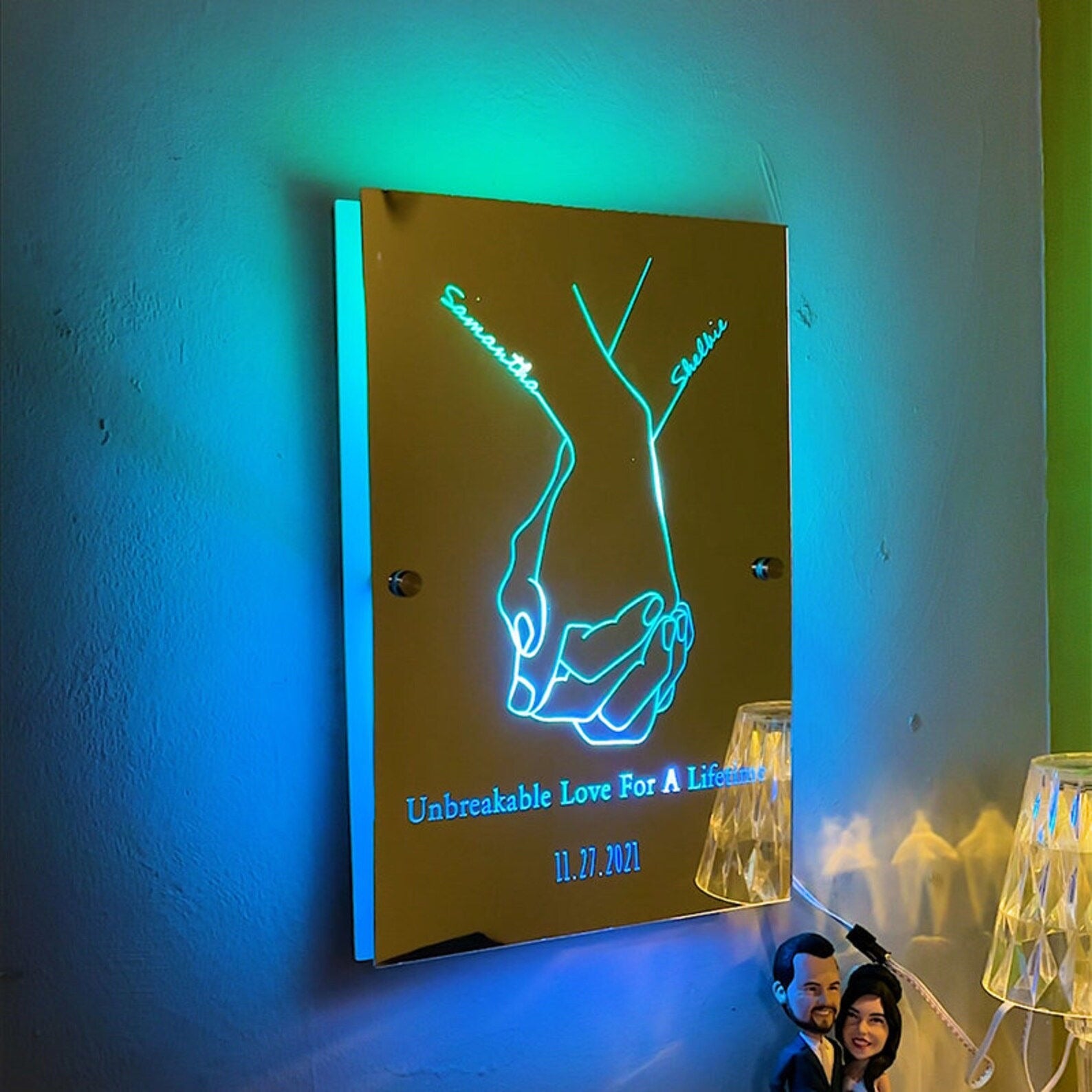 Personalized Holding Hands Mirror Sign LED neon sign product image
