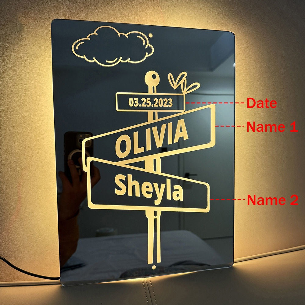 Custom Road Signs Mirror Light LED neon sign product image