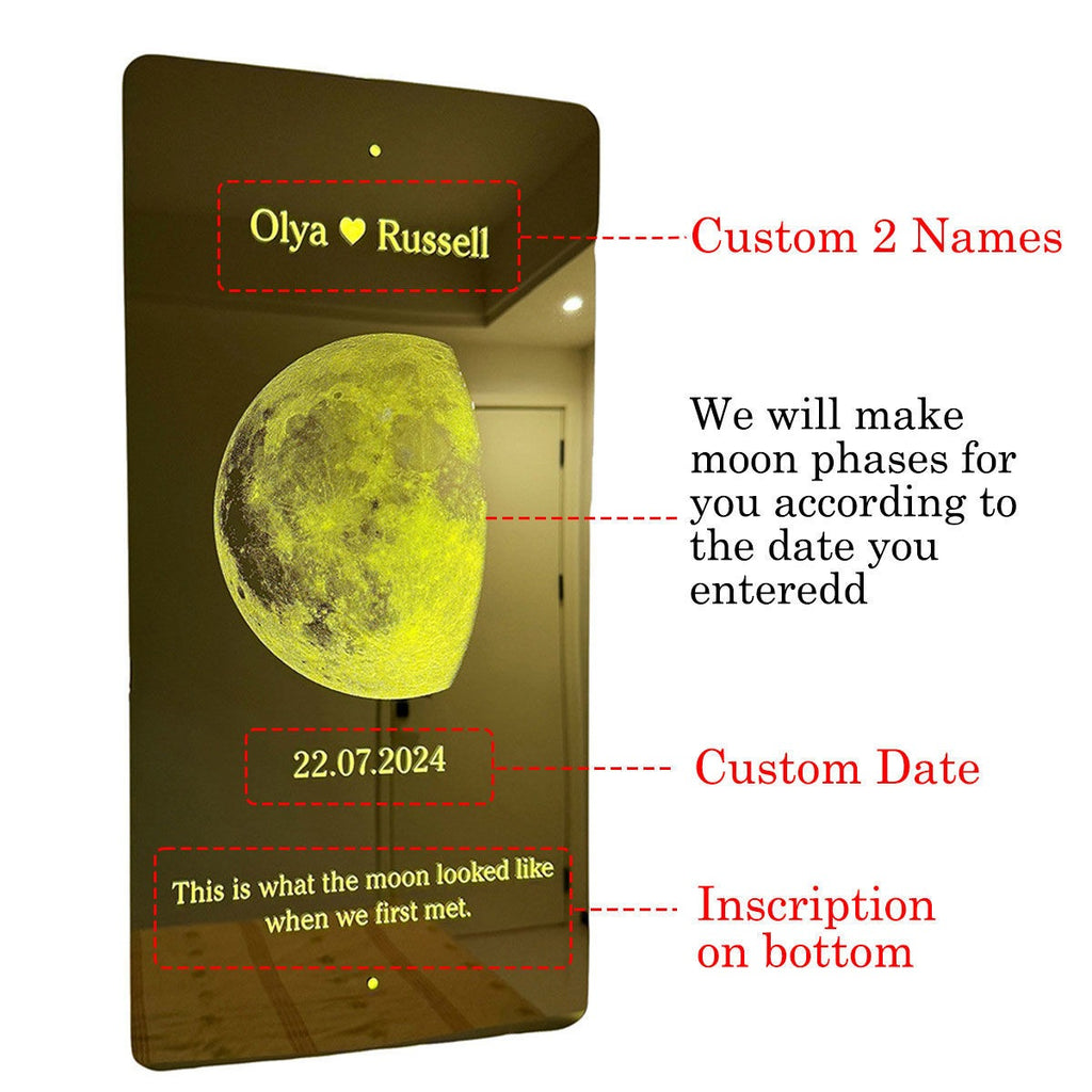 Personalized Moon Phase Mirror Sign LED neon sign product image