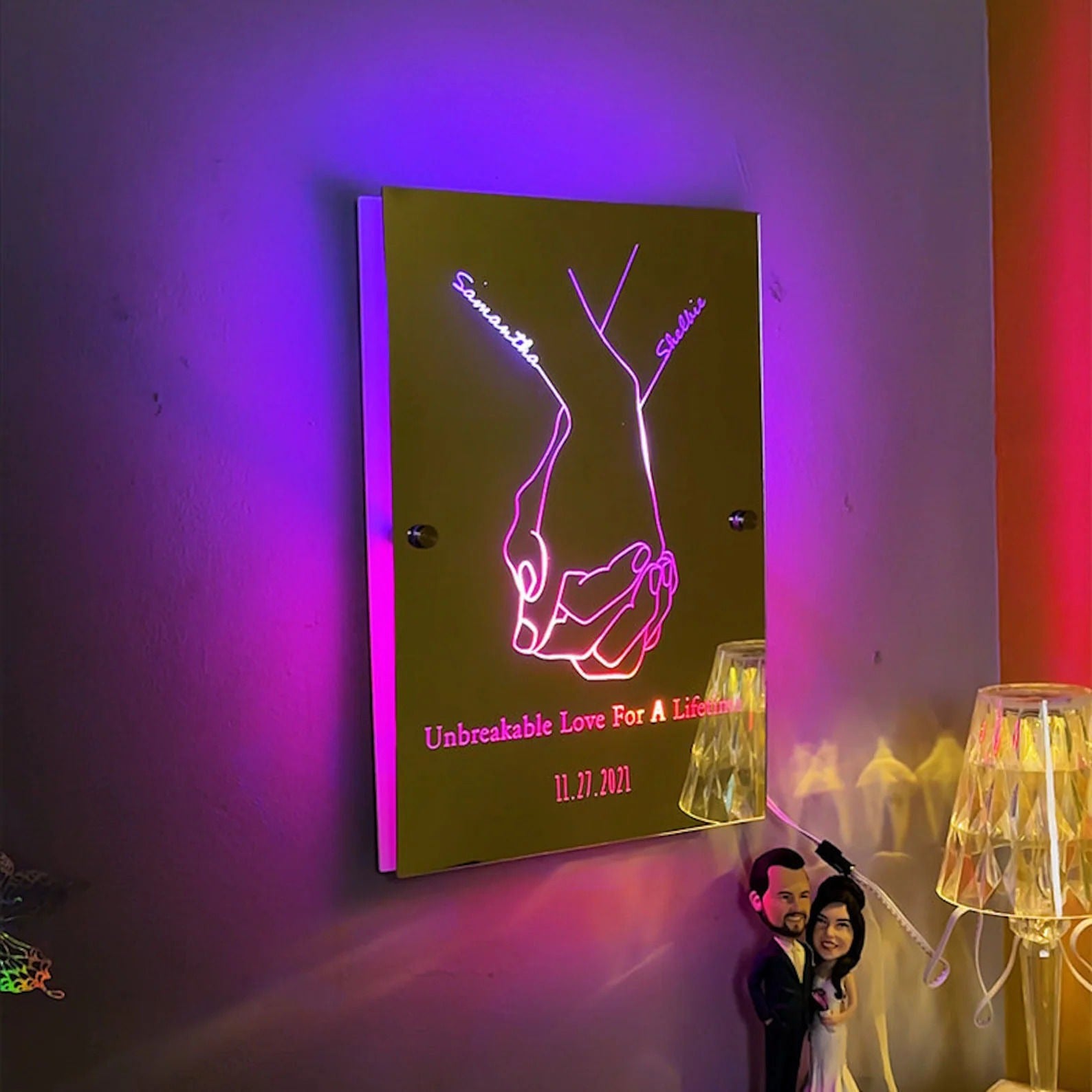 Personalized Holding Hands Mirror Sign LED neon sign product image